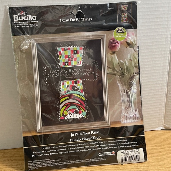 Bucilla Plaid Counted Cross Stitch Kit I Can Do All Things Through Christ New - Picture 1 of 6
